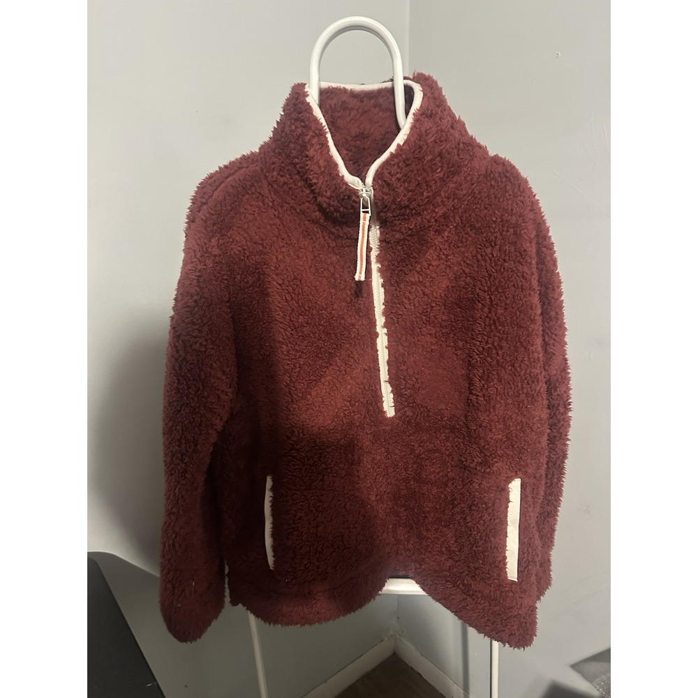 Anthropologie Saturday Sunday Annette Sherpa Pullover Oversized Quarter Zip Med